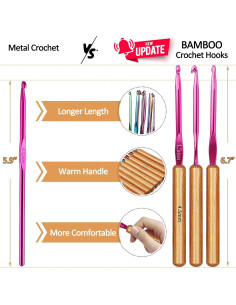 Juego de Ganchillos Ergonómicos Coopay 9 Piezas 2.5-6.5mm 2