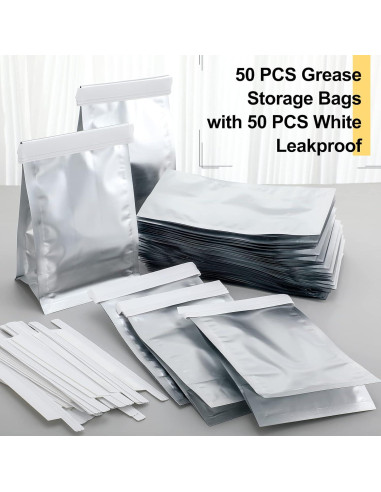 50 Bolsas Desechables para Almacenamiento de Grasa Sadnyy