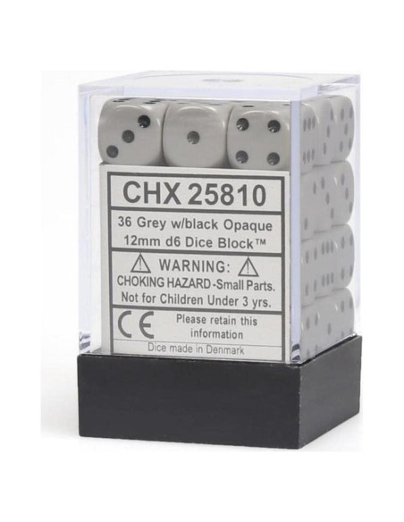 Juego de Dados D&D Chessex 36 D6 Opaque Gris y Negro