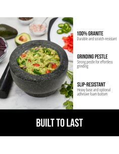 Mortero y Mano Gorilla Grip 1.5 Taza Granito Natural Negro 2