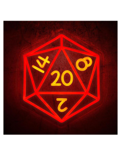 Letrero LED Neon D&D Dados 33x28 cm Rojo USB DOCRAGI