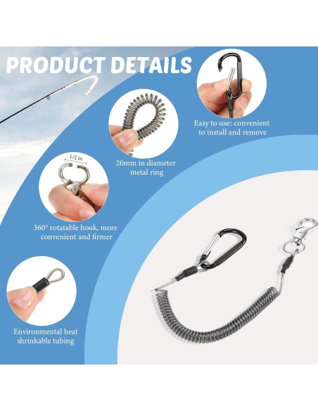 Paquete de 6 Lanyards de Pesca Woanger con Clips de Aluminio