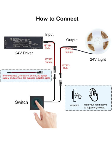 Tira de LED COB VST 5m 2700K 24V 48W con Control Táctil
