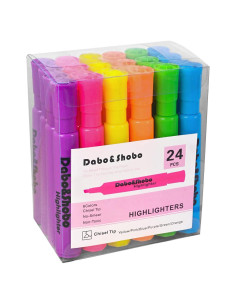 Set de 24 Marcadores Fluorescentes Dabo&Shobo - Tinta Rápido Secado