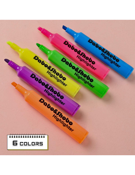 Set de 24 Marcadores Fluorescentes Dabo&Shobo - Tinta Rápido Secado