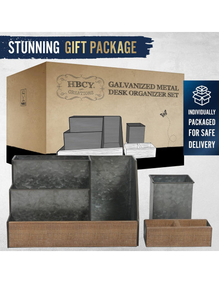 Organizador de Escritorio HBCY Creations 3 Piezas Metal Galvanizado