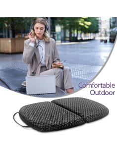 Cojín de Gel Plegable SeoTin para Viaje 0.9" Negro 2