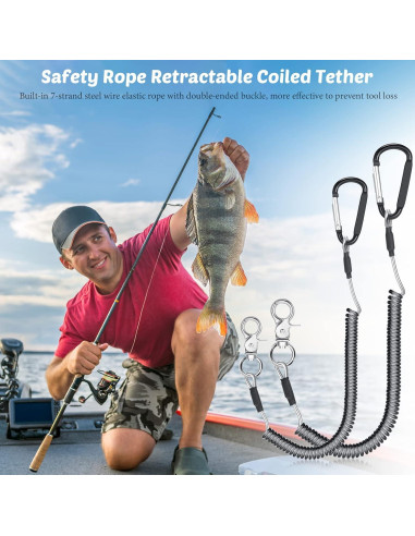 Paquete de 6 Lanyards de Pesca Woanger con Clips de Aluminio