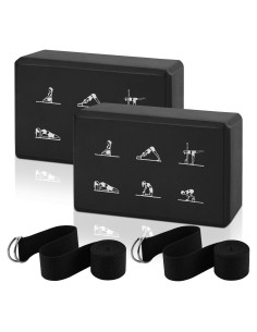 Juego de 2 Bloques de Yoga y Correa FHDUSRYO Rosa 23x15x7.6 cm