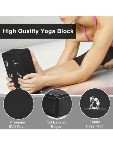 Juego de 2 Bloques de Yoga y Correa FHDUSRYO Rosa 23x15x7.6 cm