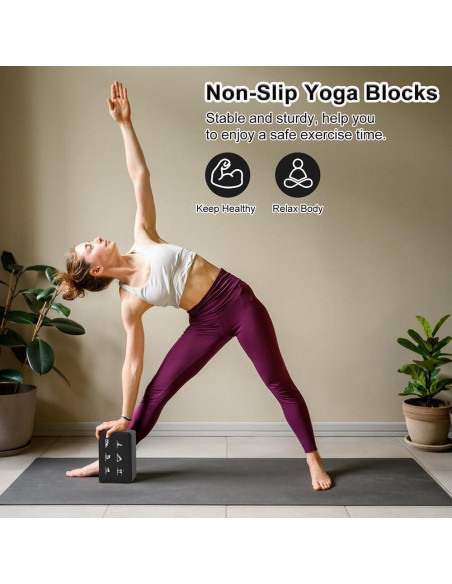 Juego de 2 Bloques de Yoga y Correa FHDUSRYO Rosa 23x15x7.6 cm