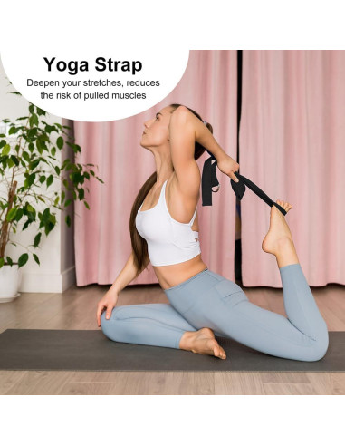 Juego de 2 Bloques de Yoga y Correa FHDUSRYO Rosa 23x15x7.6 cm