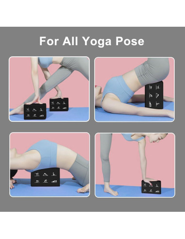 Juego de 2 Bloques de Yoga y Correa FHDUSRYO Rosa 23x15x7.6 cm