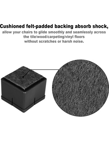 Protectores de Suelo para Patas de Silla Anwenk 36-41mm Negro (16 Pzas)