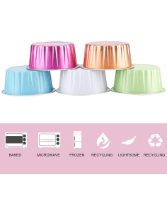 Vasos de Hornear Desechables EUSOAR 50pcs 5oz Aluminio 2