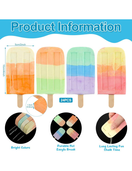 Juego de 24 Piezas de Tiza de Acera Mooliwe Multicolor