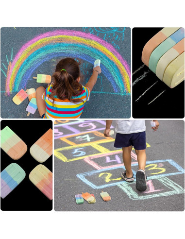 Juego de 24 Piezas de Tiza de Acera Mooliwe Multicolor