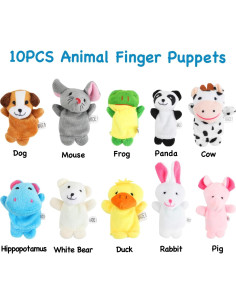 Muñecos de Dedo LOKIPA 10 Piezas Animales de Peluche 4x7 cm 2