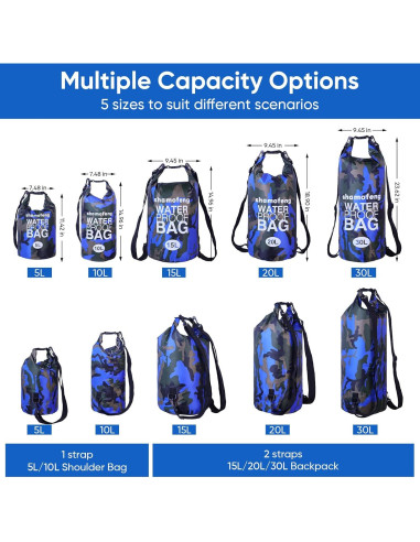 Bolsa Secadora Impermeable 5L Shamofeng Azul con Accesorios