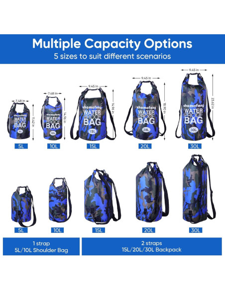 Bolsa Secadora Impermeable 5L Shamofeng Azul con Accesorios