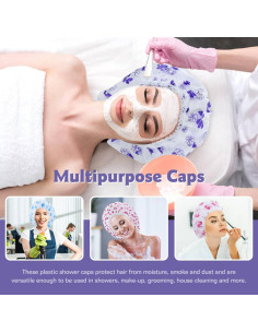 Set de 6 Gorras de Ducha Reutilizables Lawie - Impermeables y Ajustables 2