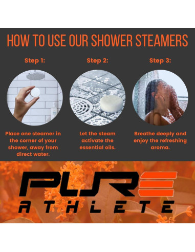 Steamers de Ducha Energizantes Pure Athlete - Naranja y Árbol de Té