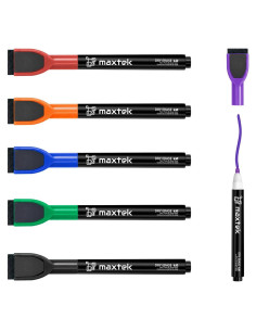 Marcadores Borrables Maxtek - 6 Unidades Punta Fina Multicolor