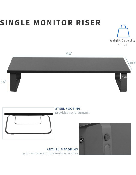 Soporte Elevador para Monitor y Laptop VIVO STAND-V000D 60.4cm Negro