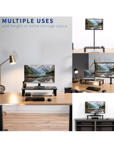 Soporte Elevador para Monitor y Laptop VIVO STAND-V000D 60.4cm Negro
