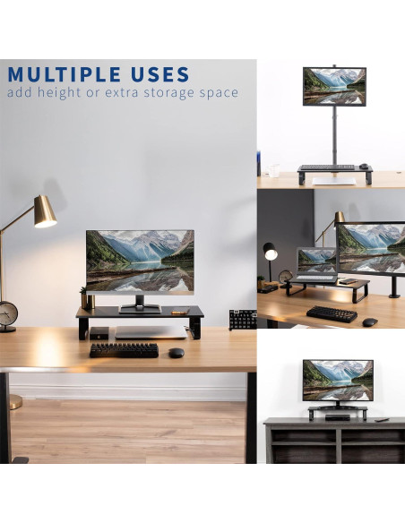 Soporte Elevador para Monitor y Laptop VIVO STAND-V000D 60.4cm Negro