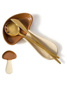 Soporte para cuchara de hongo marrón YumiPLUS cerámica 20.1x12.7 cm