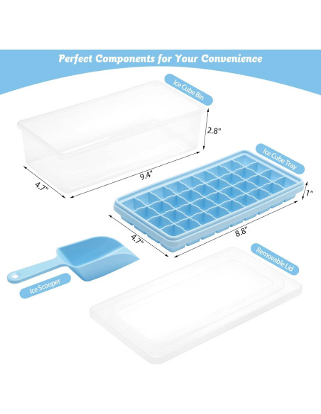 Bandeja de Hielo de Silicona CZWL&HG con Tapa y Cubo 36 Piezas