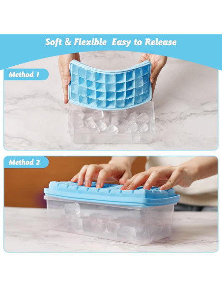 Bandeja de Hielo de Silicona CZWL&HG con Tapa y Cubo 36 Piezas