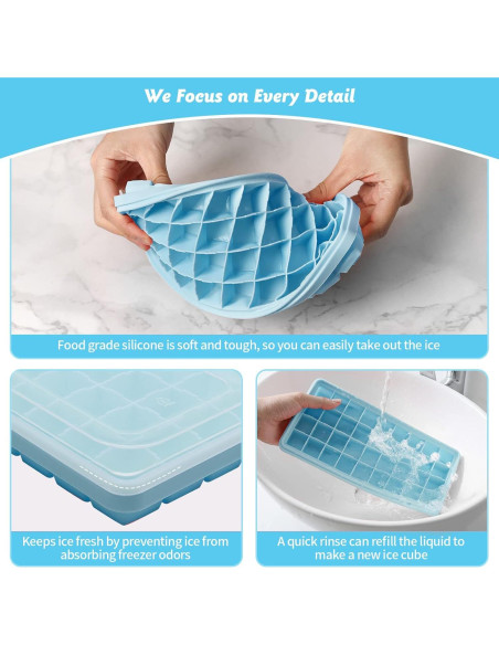 Bandeja de Hielo de Silicona CZWL&HG con Tapa y Cubo 36 Piezas