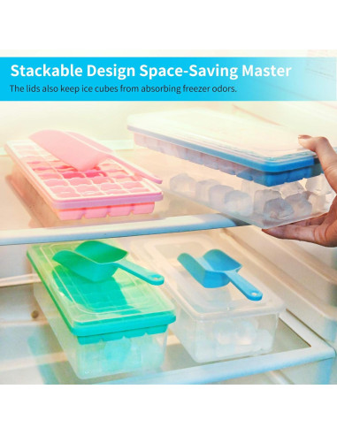 Bandeja de Hielo de Silicona CZWL&HG con Tapa y Cubo 36 Piezas
