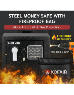 Caja Fuerte Digital KOFAIR 0.23 Pies con Bolsa Ignífuga 2