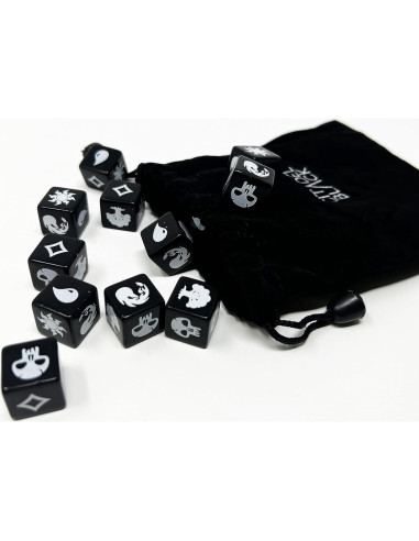 Conjunto de 16 Dados de Mana Citadel Black MTG Premium