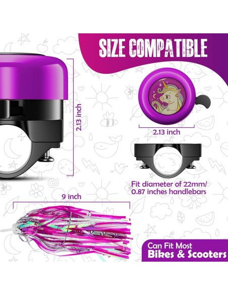 Timbre de Bicicleta Rivsli RSUS-BB06 Púrpura con Streamers