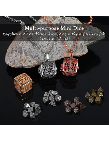 Conjunto de Dados Mini D&D MaiHONG 7PCS Metal Portátil