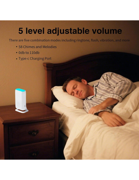 Alarma de Sensor de Cama MERLRR con 58 Melodías y Vibración