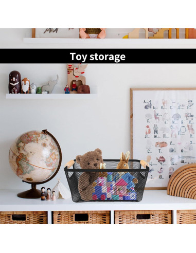 2 Canastas de Malla de Metal PTSGCAI con Mango de Bambú 30.48 cm