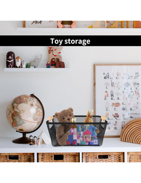 2 Canastas de Malla de Metal PTSGCAI con Mango de Bambú 30.48 cm