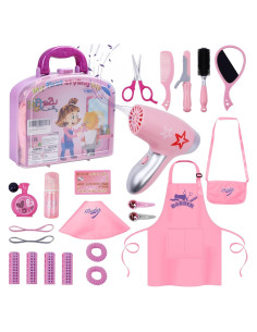 Gifts2U Kit de Salón de Belleza para Niñas 23 Piezas Rosa