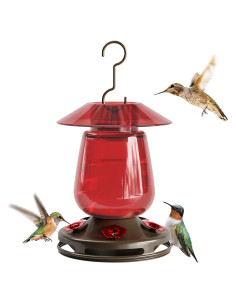 Comedero para Colibríes Auslar 0.47L Vidrio Rojo 5 Puertos