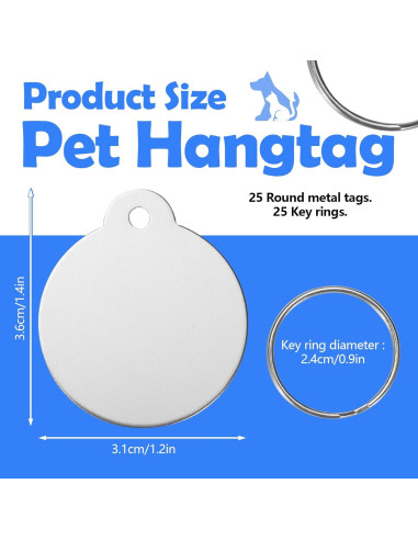 25 Etiquetas de Perro Personalizadas Sekonow 3.1cm Aluminio