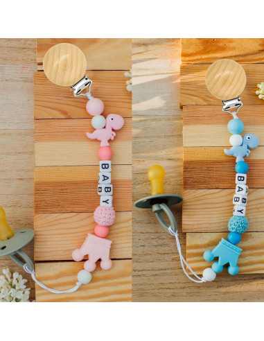 20 Clips de Chupete de Madera Natural para Bebés - DIY