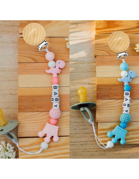 20 Clips de Chupete de Madera Natural para Bebés - DIY