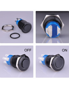 Interruptor Pulsador Ulincos U19C2 19mm Metal LED Azul 2