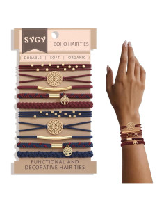 10 Pulseras de Coletas Elásticas Boho SYGY - Sin Daño, Azul
