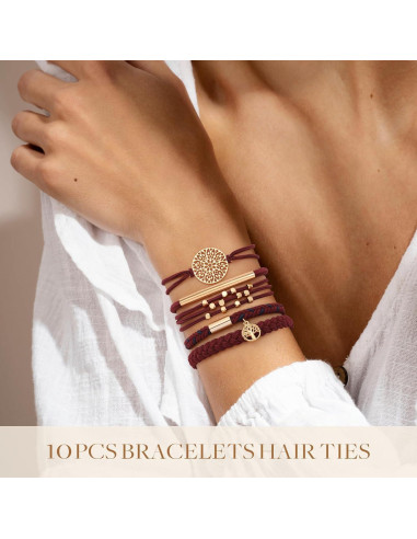 10 Pulseras de Coletas Elásticas Boho SYGY - Sin Daño, Azul